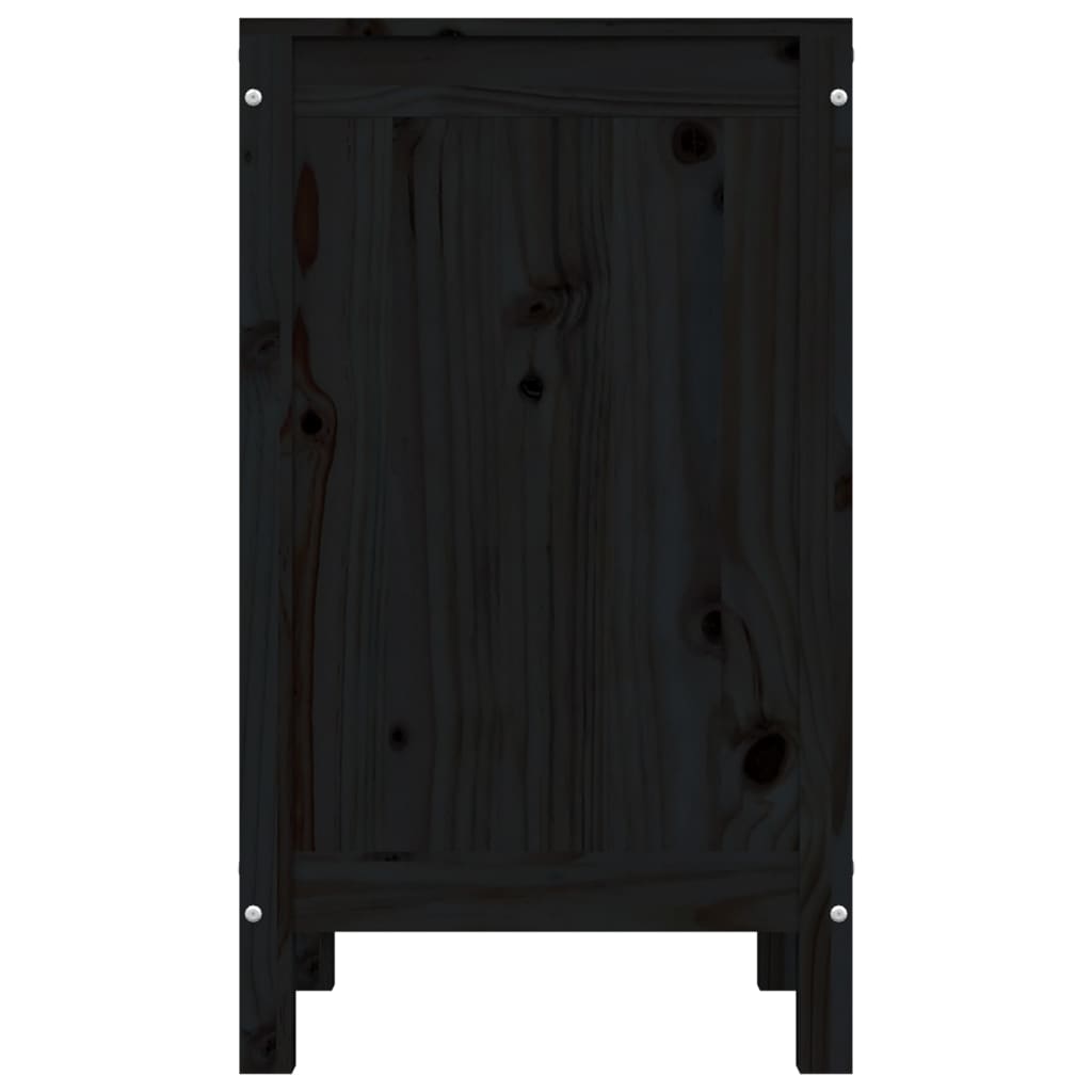 Contenitore per Bucato Nero 44x44x76 cm Legno Massello Pino
