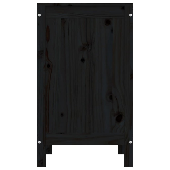 Contenitore per Bucato Nero 44x44x76 cm Legno Massello Pino