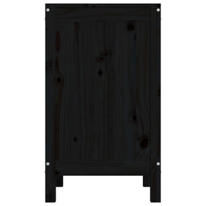Contenitore per Bucato Nero 44x44x76 cm Legno Massello Pino