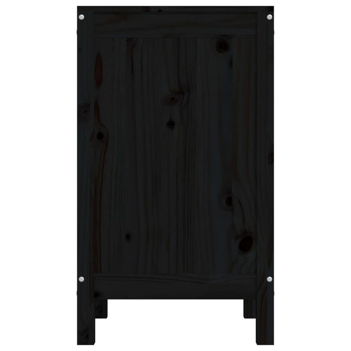 Contenitore per Bucato Nero 44x44x76 cm Legno Massello Pino