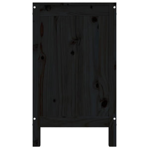 Contenitore per Bucato Nero 88,5x44x76 cm Legno Massello Pino 823583