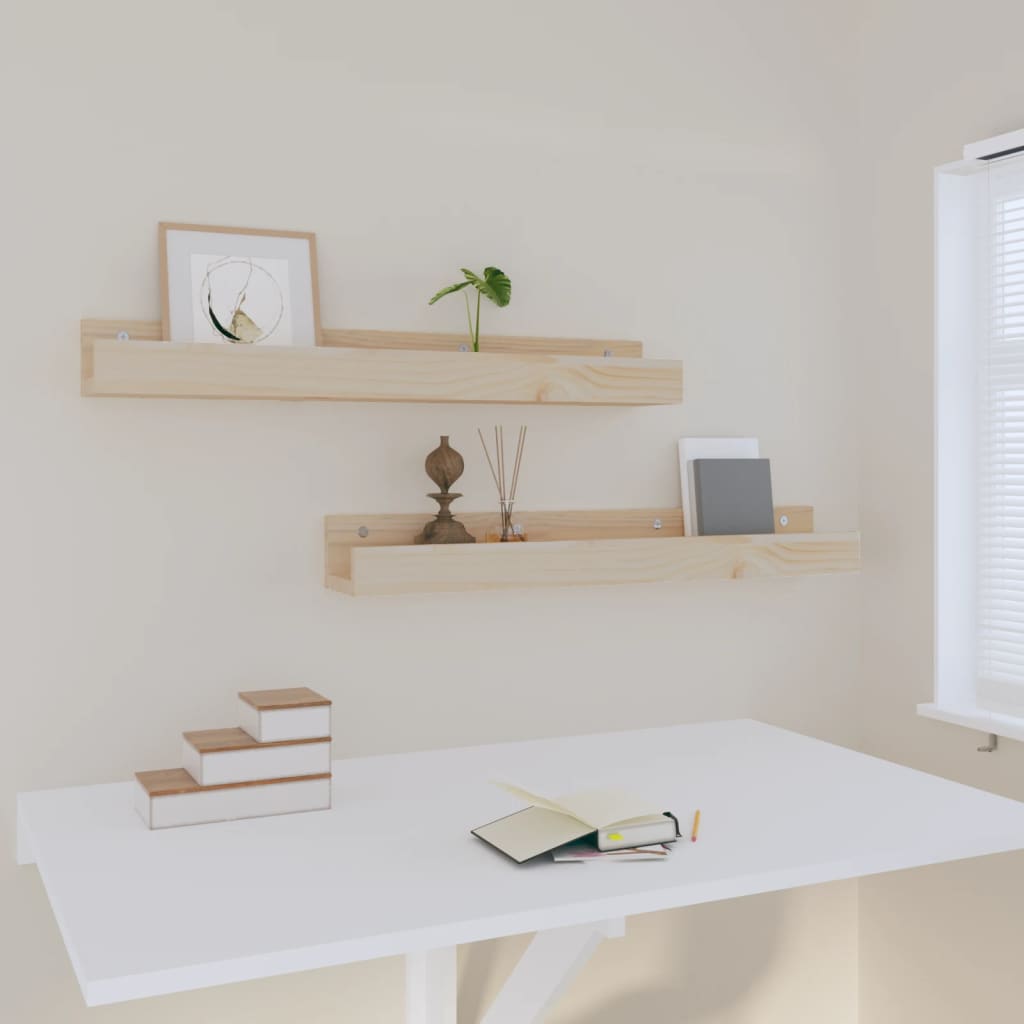 Mensole da Parete 2 pz 80x12x9cm in Legno Massello di Pino cod mxl 50286