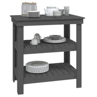 Banco da Lavoro Grigio 78,5x50x80 cm in Legno Massello di Pino 823641