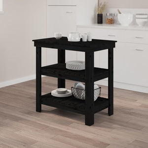 Banco da Lavoro Nero 78,5x50x80 cm in Legno Massello di Pino 823643