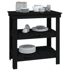 Banco da Lavoro Nero 78,5x50x80 cm in Legno Massello di Pino 823643