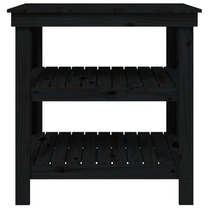 Banco da Lavoro Nero 78,5x50x80 cm in Legno Massello di Pino 823643