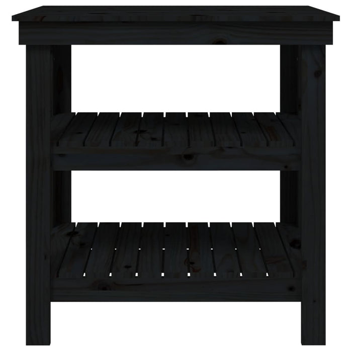Banco da Lavoro Nero 78,5x50x80 cm in Legno Massello di Pino 823643