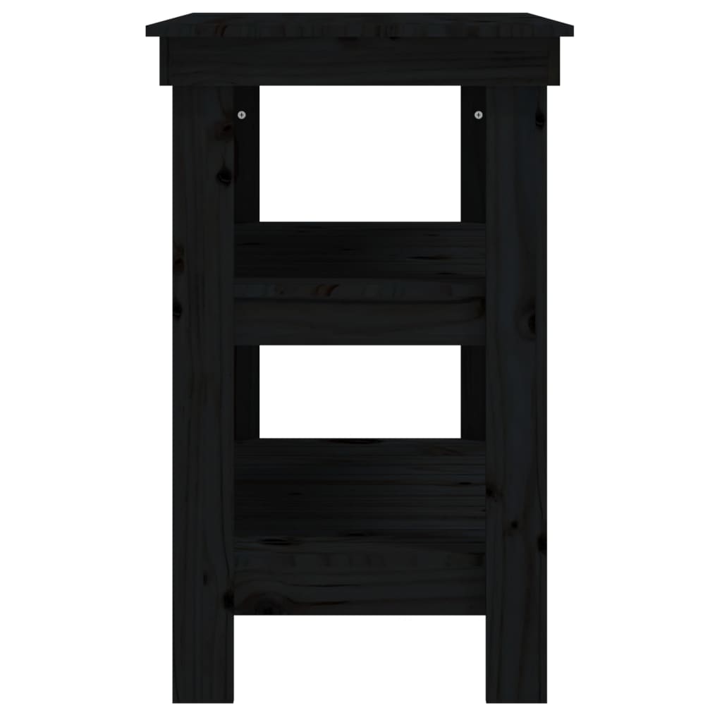 Banco da Lavoro Nero 78,5x50x80 cm in Legno Massello di Pino 823643