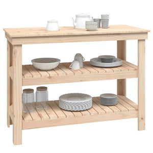 Banco da Lavoro 110,5x50x80 cm in Legno Massello di Pino cod mxl 16754