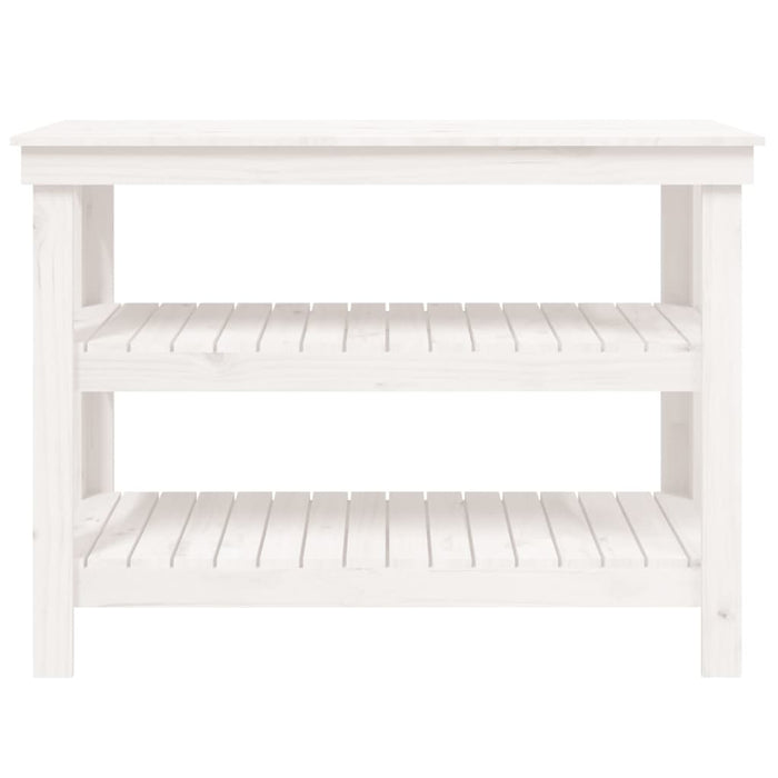 Banco da Lavoro Bianco 110,5x50x80 cm in Legno Massello di Pino 823645