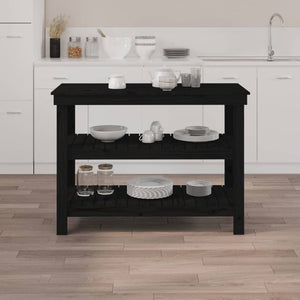 Banco da Lavoro Nero 110,5x50x80 cm in Legno Massello di Pino 823648