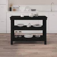 Banco da Lavoro Nero 110,5x50x80 cm in Legno Massello di Pino 823648