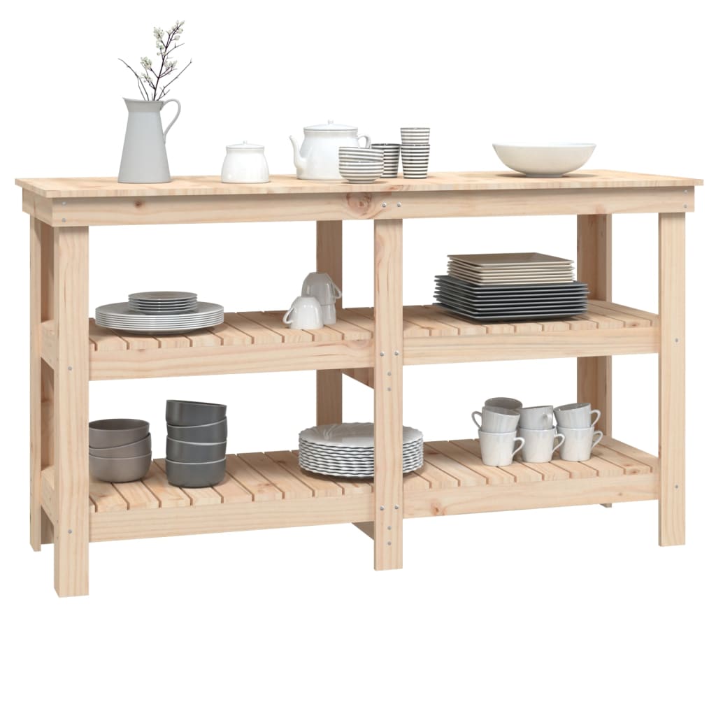 Banco da Lavoro 142,5x50x80 cm in Legno Massello di Pino 823649