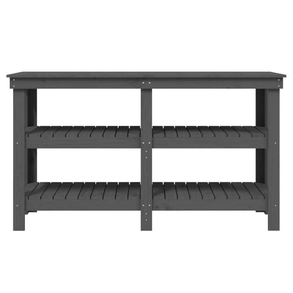 Banco da Lavoro Grigio 142,5x50x80 cm in Legno Massello di Pino 823651