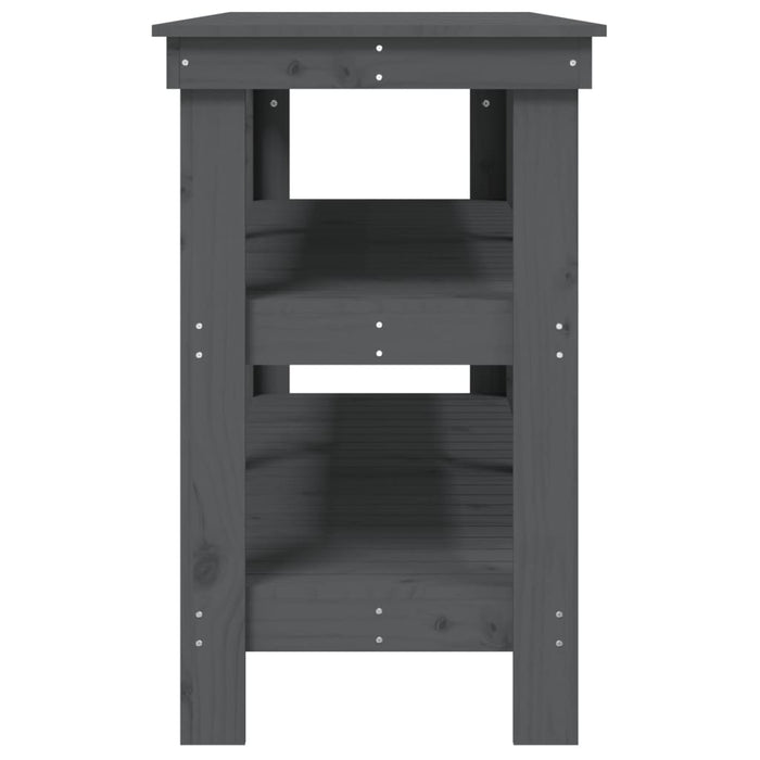 Banco da Lavoro Grigio 142,5x50x80 cm in Legno Massello di Pino 823651