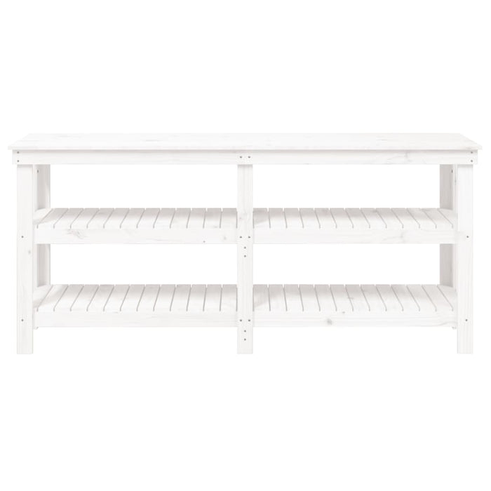 Banco da Lavoro Bianco 181x50x80 cm in Legno Massello di Pino