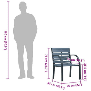 Sedie da Giardino 2 pz Grigie in Legno di Abete e Acciaio