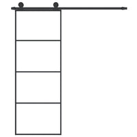 Porta Scorrevole con Ferramenta 76x205cm Vetro ESG Alluminio 3152145