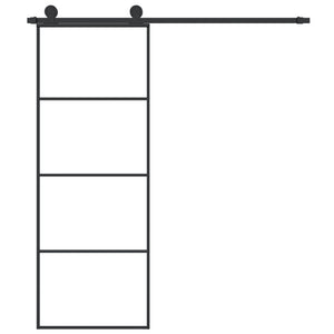 Porta Scorrevole con Ferramenta 76x205cm Vetro ESG Alluminio 3152145