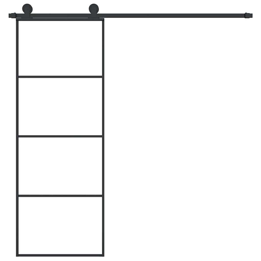 Porta Scorrevole con Ferramenta 76x205cm Vetro ESG Alluminio 3152146