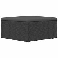 Poggiapiedi da Giardino con Cuscino in Polyrattan Nero 319589