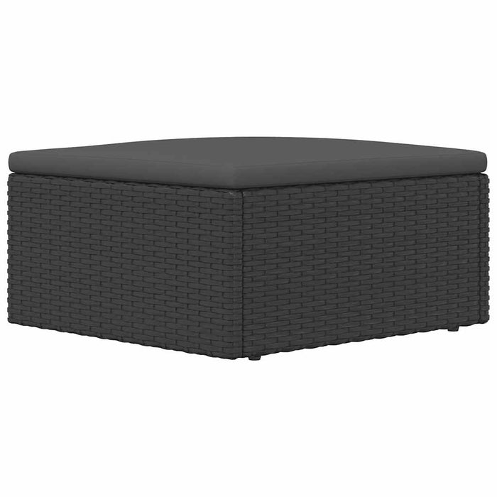 Poggiapiedi da Giardino con Cuscino in Polyrattan Nero 319589