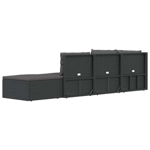 Set Divani da Giardino 5 pz con Cuscini Nero in Polyrattan 319595