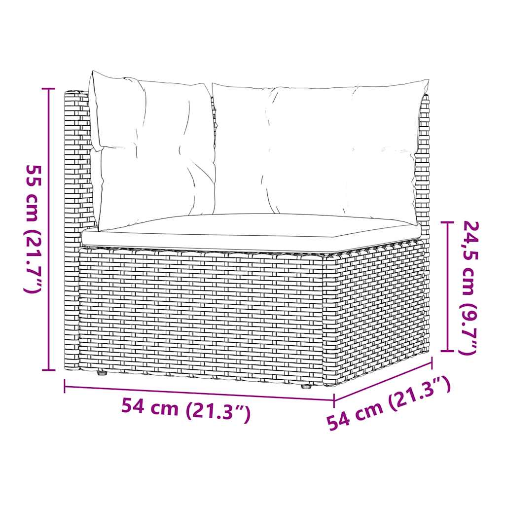Set Divani da Giardino 5 pz con Cuscini Nero in Polyrattan