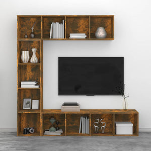 Set Mobili Libreria / Porta TV 3 pz Rovere Fumo 180x30x180 cm cod mxl 22889