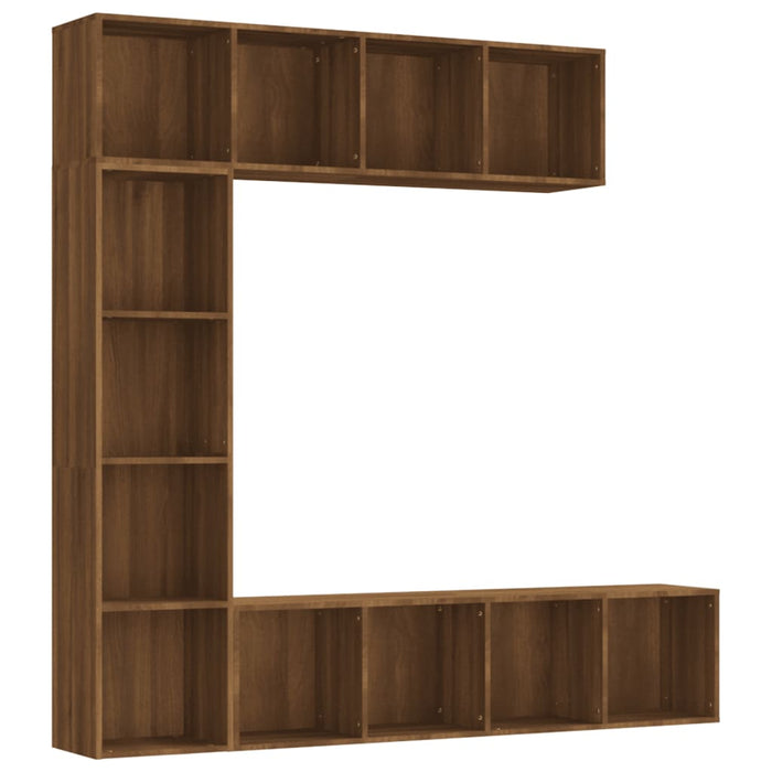 Set Mobili Libreria-Porta TV 3pz Rovere Marrone 180x30x180 cm