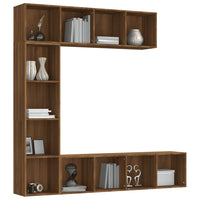 Set Mobili Libreria-Porta TV 3pz Rovere Marrone 180x30x180 cm
