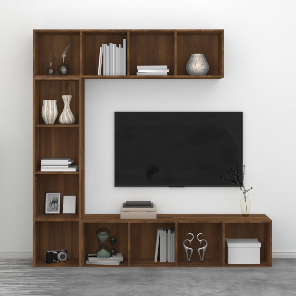 Set Mobili Libreria / Porta TV 3pz Rovere Marrone 180x30x180 cm 3152715