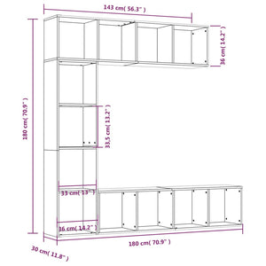 Set Mobili Libreria / Porta TV 3pz Rovere Marrone 180x30x180 cm cod mxl 25414