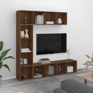 Set Mobili Libreria / Porta TV 3pz Rovere Marrone 180x30x180 cm cod mxl 25414
