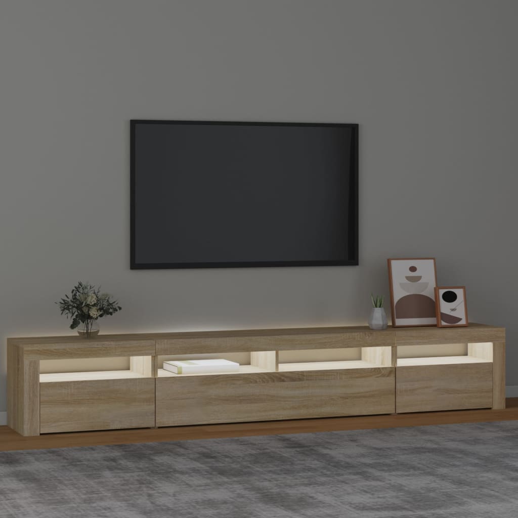 Mobile Porta TV con Luci LED Rovere Sonoma 240x35x40 cm cod mxl 11607