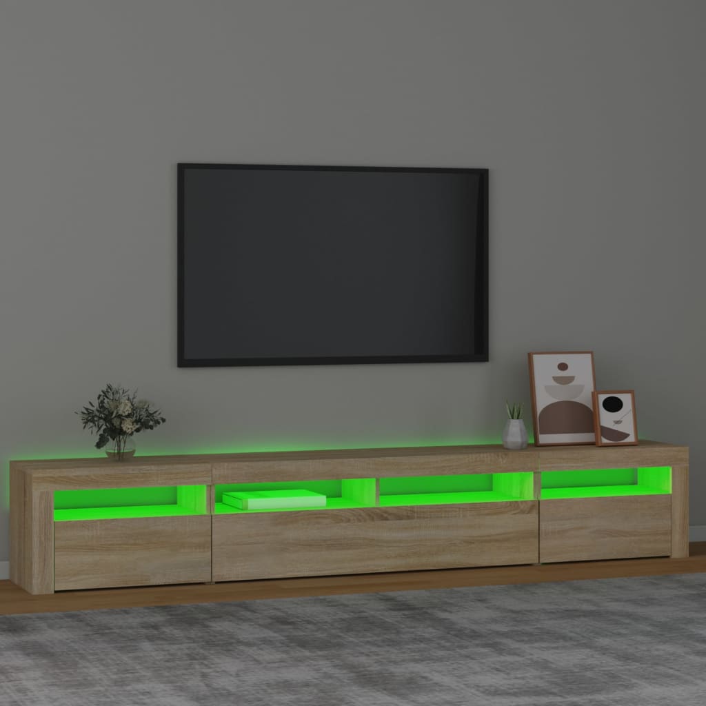 Mobile Porta TV con Luci LED Rovere Sonoma 240x35x40 cm cod mxl 11607
