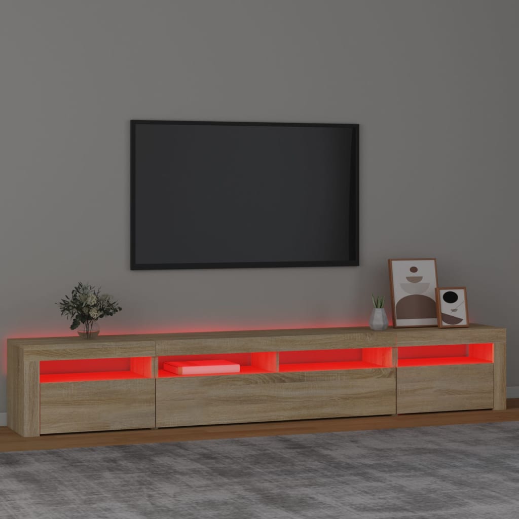 Mobile Porta TV con Luci LED Rovere Sonoma 240x35x40 cm cod mxl 11607