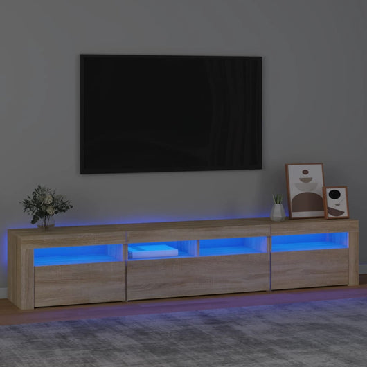 Mobile Porta TV con Luci LED Rovere Sonoma 210x35x40 cm 3152732