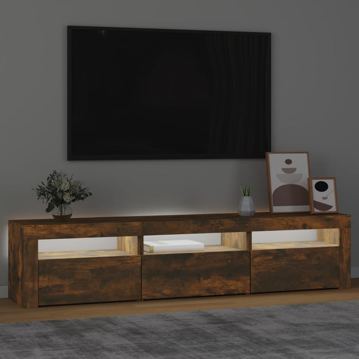 Mobile Porta TV con Luci LED Rovere Fumo 180x35x40 cm 3152759