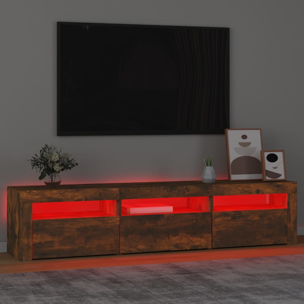 Mobile Porta TV con Luci LED Rovere Fumo 180x35x40 cm 3152759