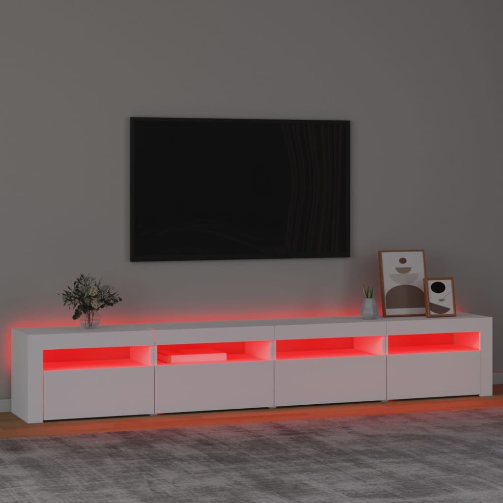 Mobile Porta TV con Luci LED Bianco 240x35x40 cm 3152762
