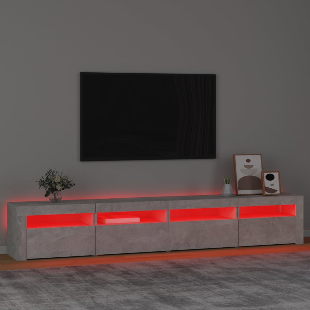 Mobile Porta TV con Luci LED Grigio Cemento 240x35x40 cm cod mxl 13886