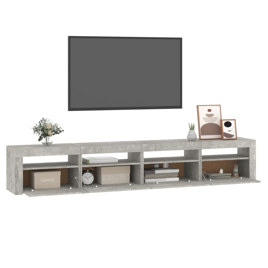 Mobile Porta TV con Luci LED Grigio Cemento 240x35x40 cm cod mxl 13886