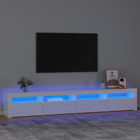 Mobile Porta TV con Luci LED Bianco Lucido 240x35x40 cmcod mxl 76240