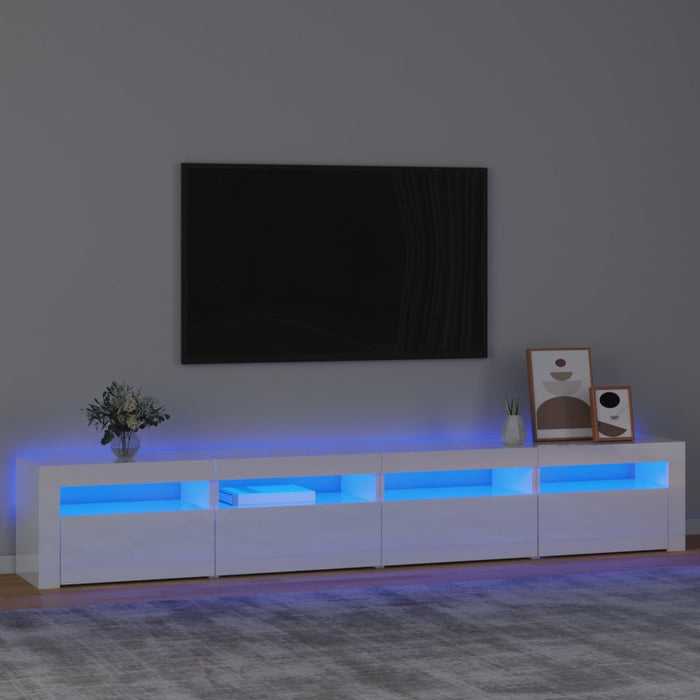 Mobile Porta TV con Luci LED Bianco Lucido 240x35x40 cmcod mxl 76240