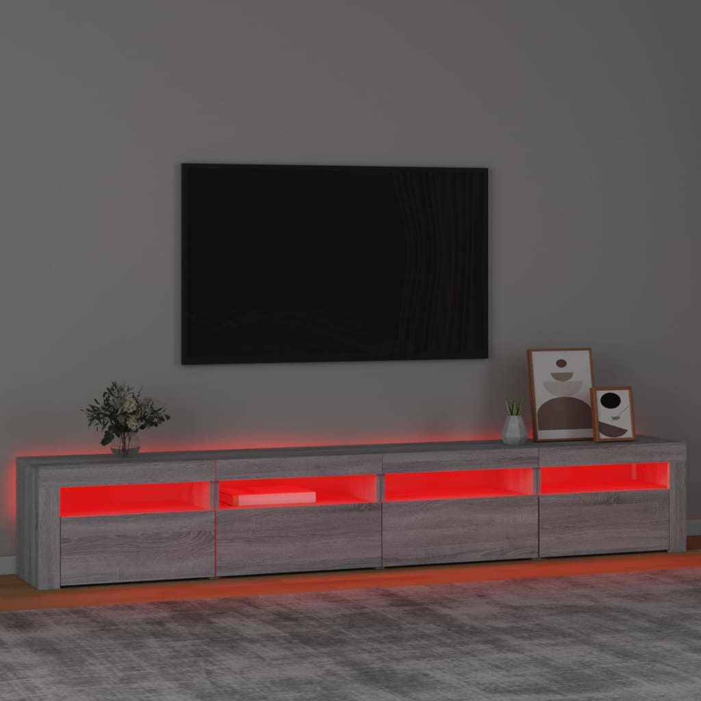 Mobile Porta TV con Luci LED Grigio Sonoma 240x35x40 cm