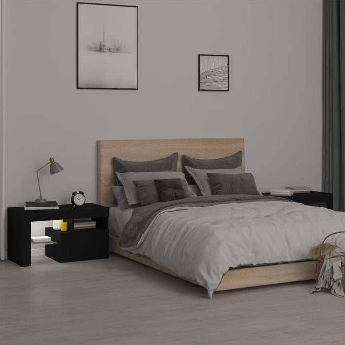 Comodini 2 pz con Luci a LED Neri 70x36,5x40 cm 3152771