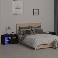 Comodini 2 pz con Luci a LED Neri 70x36,5x40 cm 3152771