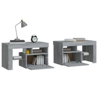 Comodini 2 pz con Luci LED Grigio Sonoma 70x36,5x40 cm cod mxl 31100