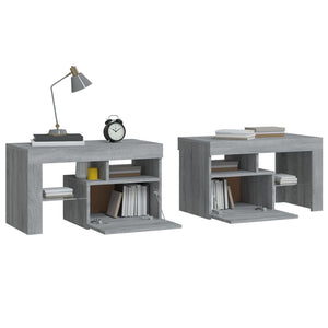 Comodini 2 pz con Luci LED Grigio Sonoma 70x36,5x40 cm cod mxl 31100